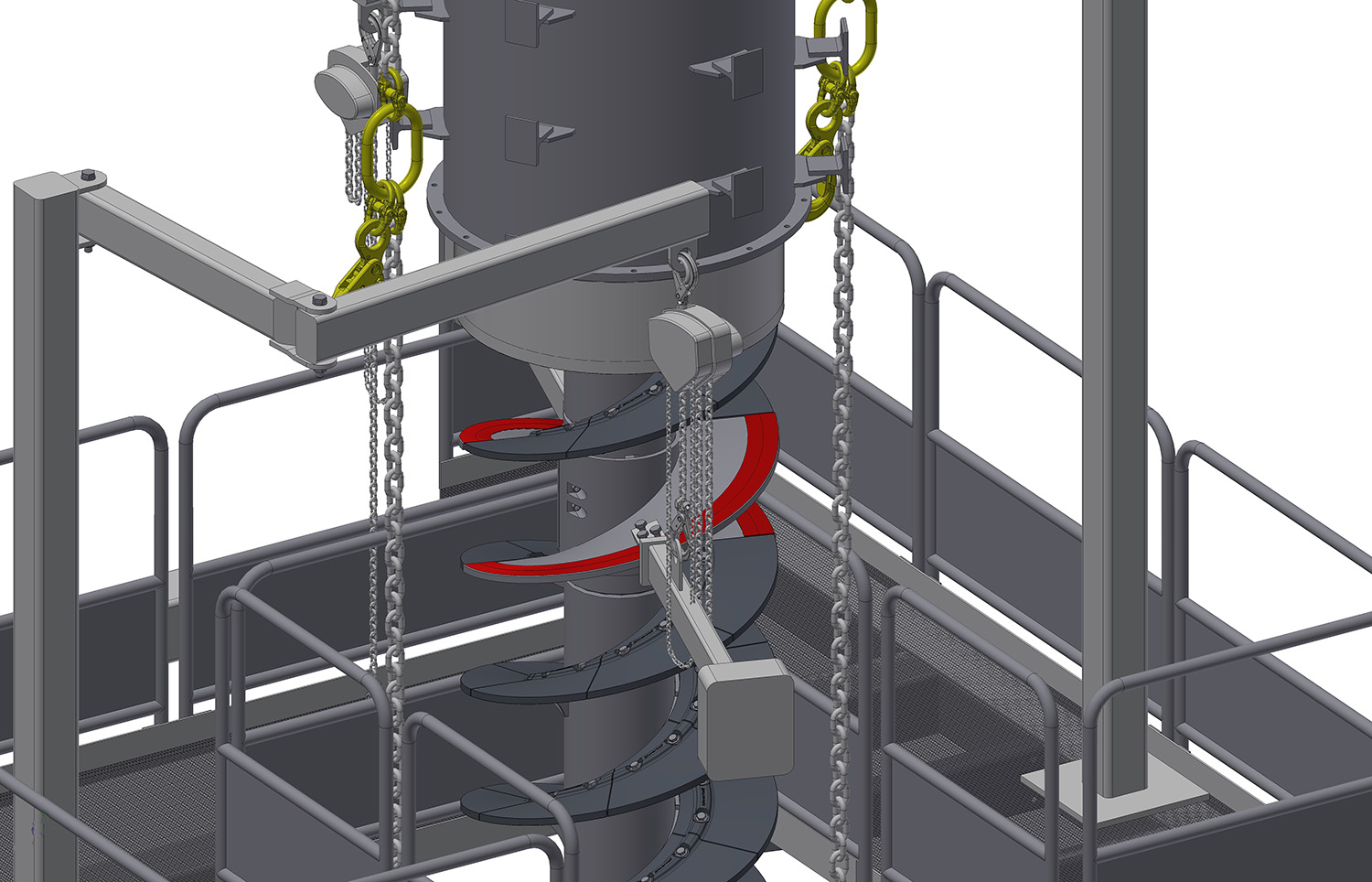 Bruks Siwertell Service tower for changing vertical screws