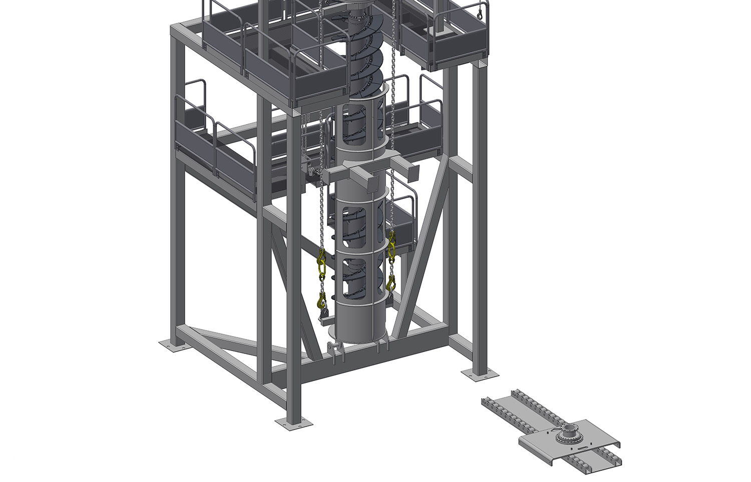 Bruks Siwertell Service tower for changing vertical screws