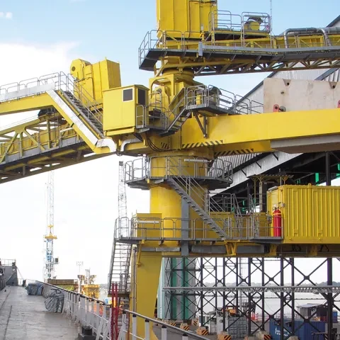 Yellow Siwertell Ship loader for alumina, Brazil Yellow Siwertell Ship loader for alumina, Brazil