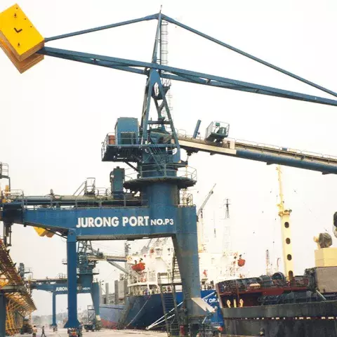 Blue Siwertell Terminal for cement, Singapore Blue Siwertell Terminal for cement, Singapore