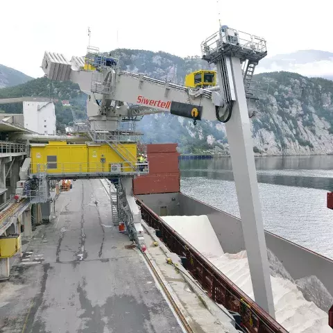 Siwertell unloader in Glomfjord, Norway Siwertell unloader in Glomfjord, Norway