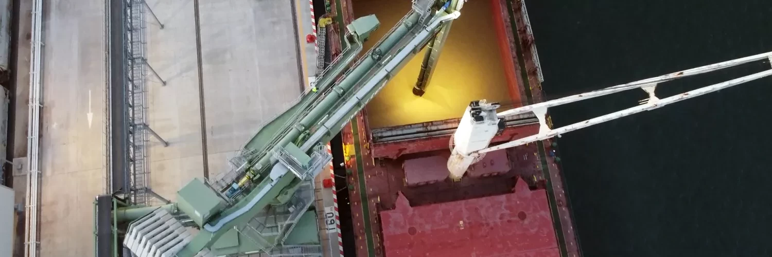 Siwertell unloading grain