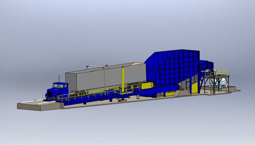 Bruks extended arm truck dumper