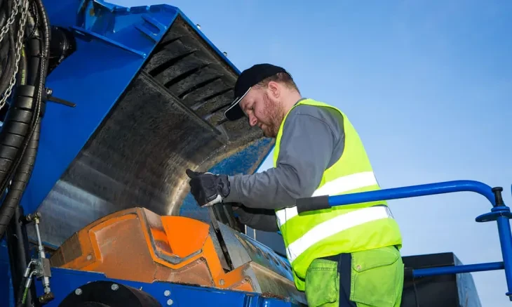 person working with a machine